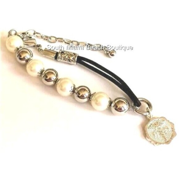 RN Nursing Charm Bracelet Caduceus Silver Plated Pearl Nurse Graduation Gift - Picture 6 of 10